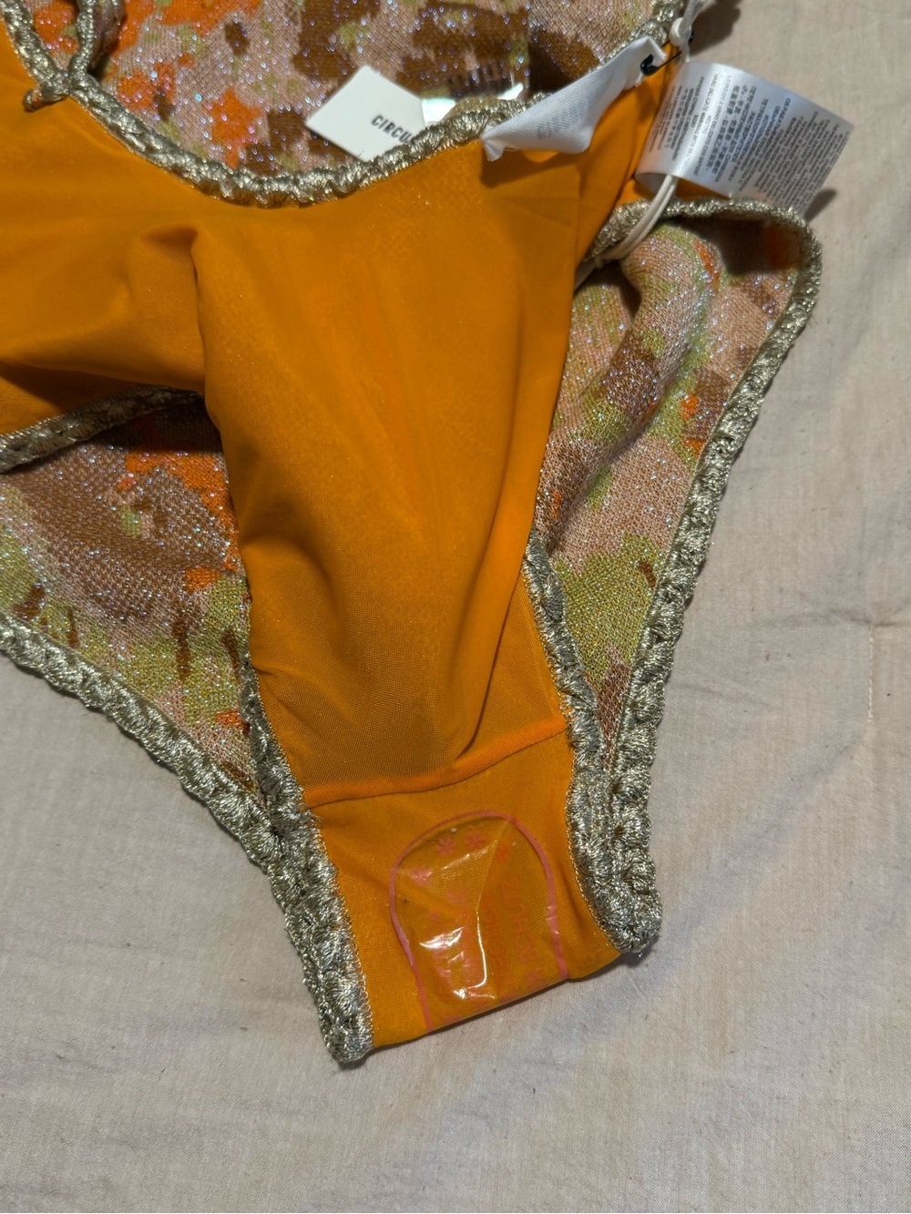 NWT Circus Hotel Shimmery Orange Knit one piece swimsuit size 44 - Picture 7 of 11